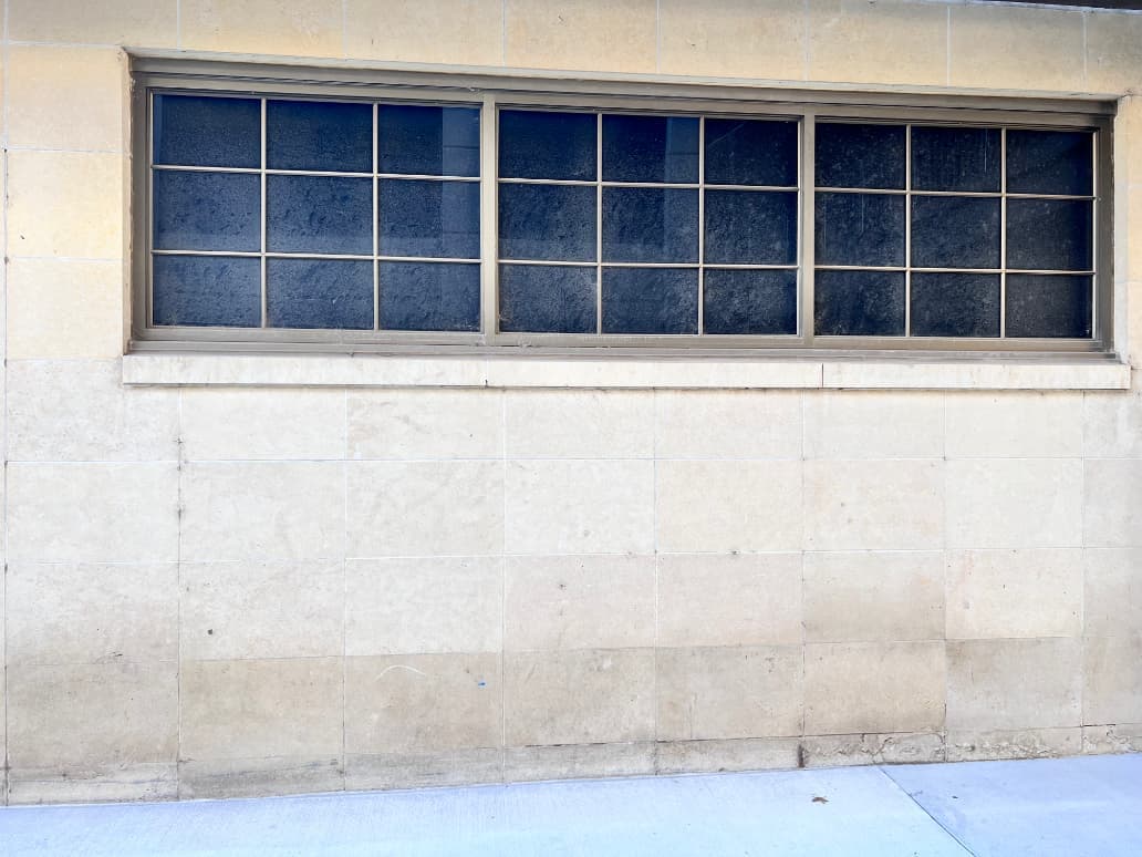Commercial windows before Hawk Wash cleaning